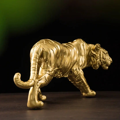 Modern golden tiger resin figurine living room decor ornament