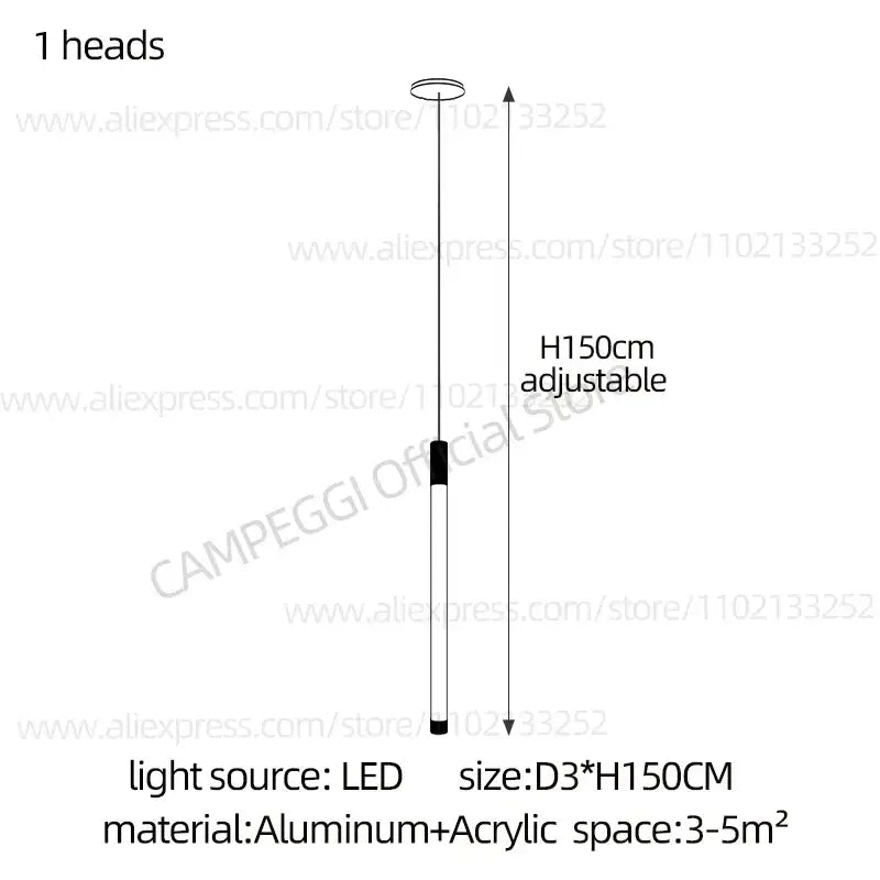 Modern golden tube chandelier staircase led glass light
