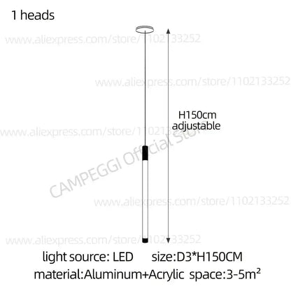 Modern golden tube chandelier staircase led glass light