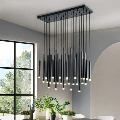 Modern golden tube led chandelier living room pendant light
