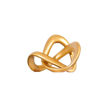 Modern golden twisted dough rope knot sculpture living room decor