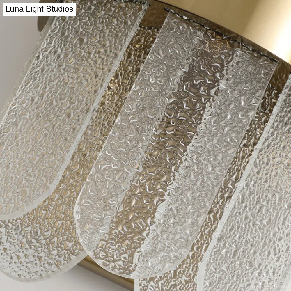 DecorBites™ Modern Golden Wall Lamp with 4 Heads, Oval Clear Hammered Glass – Bedroom Wall Lighting Sconce