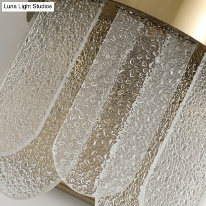 DecorBites™ Modern Golden Wall Lamp with 4 Heads, Oval Clear Hammered Glass – Bedroom Wall Lighting Sconce