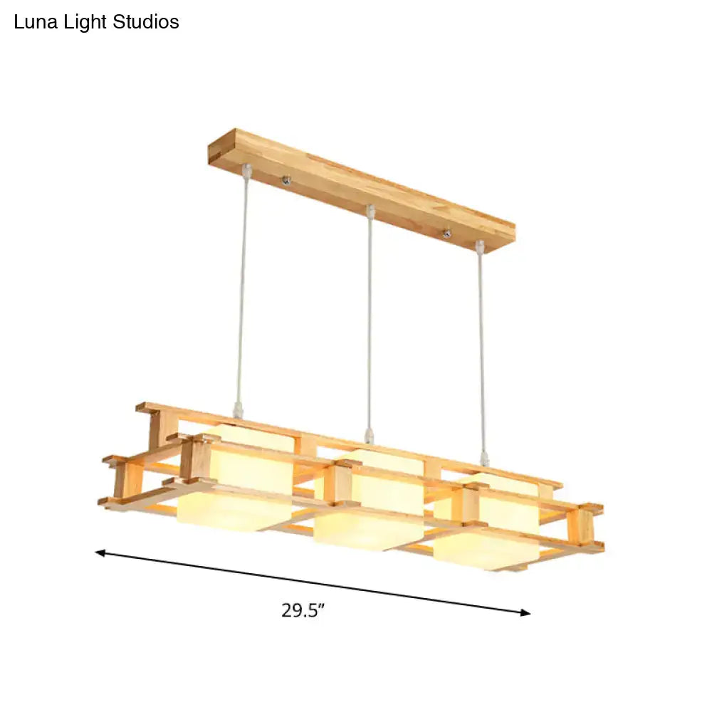 Modern golden wooden frame square island pendant dining room light