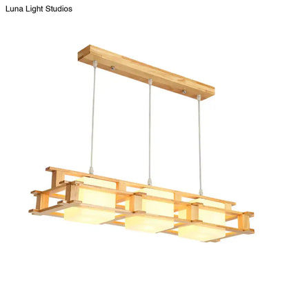 Modern golden wooden frame square island pendant dining room light