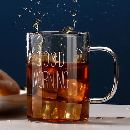 Modern good morning glass mug kitchen transparent tumbler