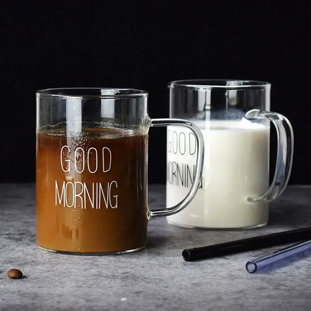 Modern good morning glass mug kitchen transparent tumbler