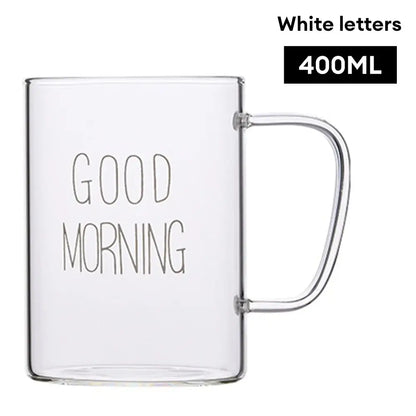 Modern good morning glass mug kitchen transparent tumbler