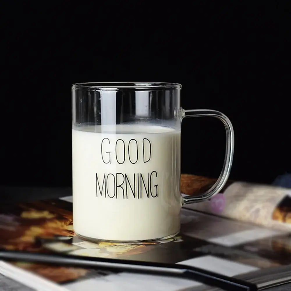 Modern good morning glass mug kitchen transparent tumbler
