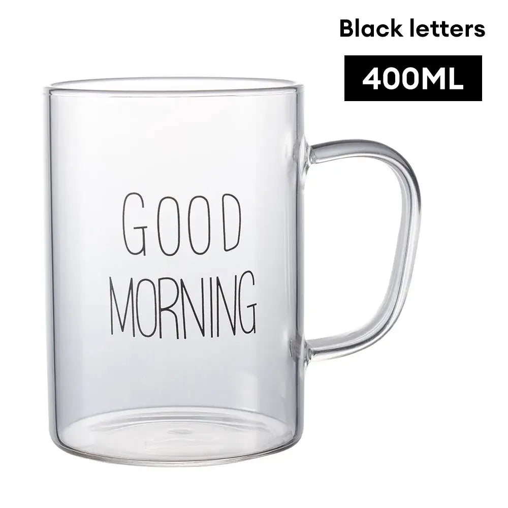 Modern good morning glass mug kitchen transparent tumbler