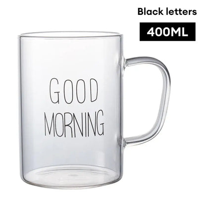 Modern good morning glass mug kitchen transparent tumbler