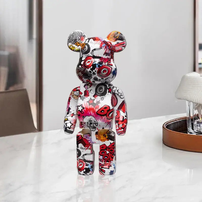 Modern graffiti bear 27cm figurine living room money jar