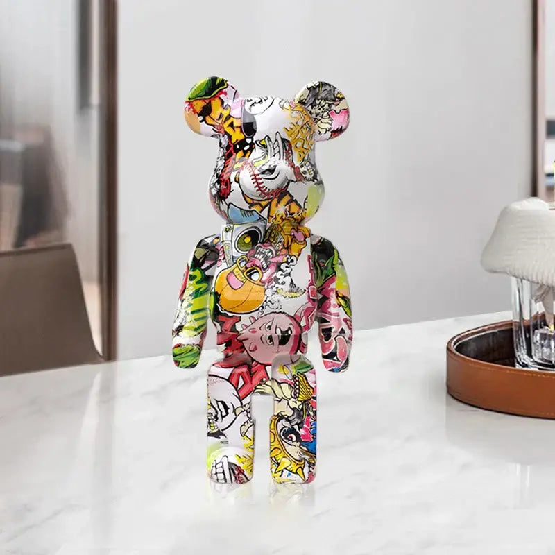 Modern graffiti bear 27cm figurine living room money jar