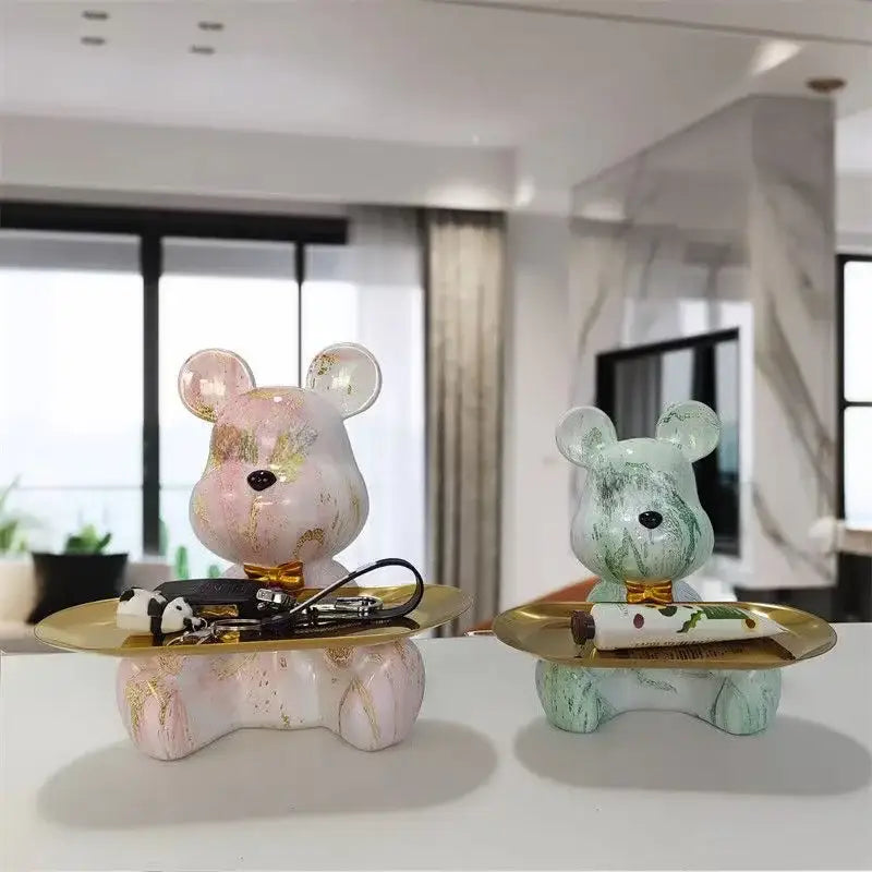 Modern graffiti bear figurine living room skateboard key storage shelf