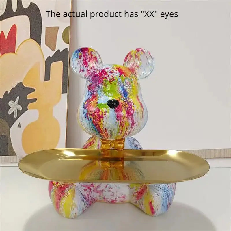 Modern graffiti bear figurine living room skateboard key storage shelf