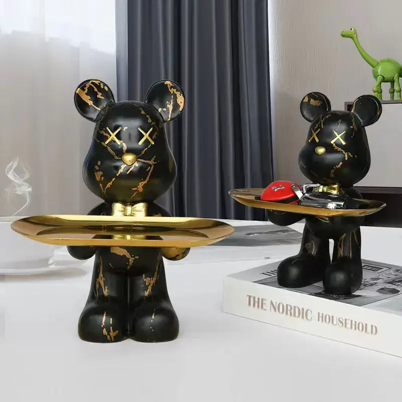Modern graffiti bear figurine living room tray storage decor