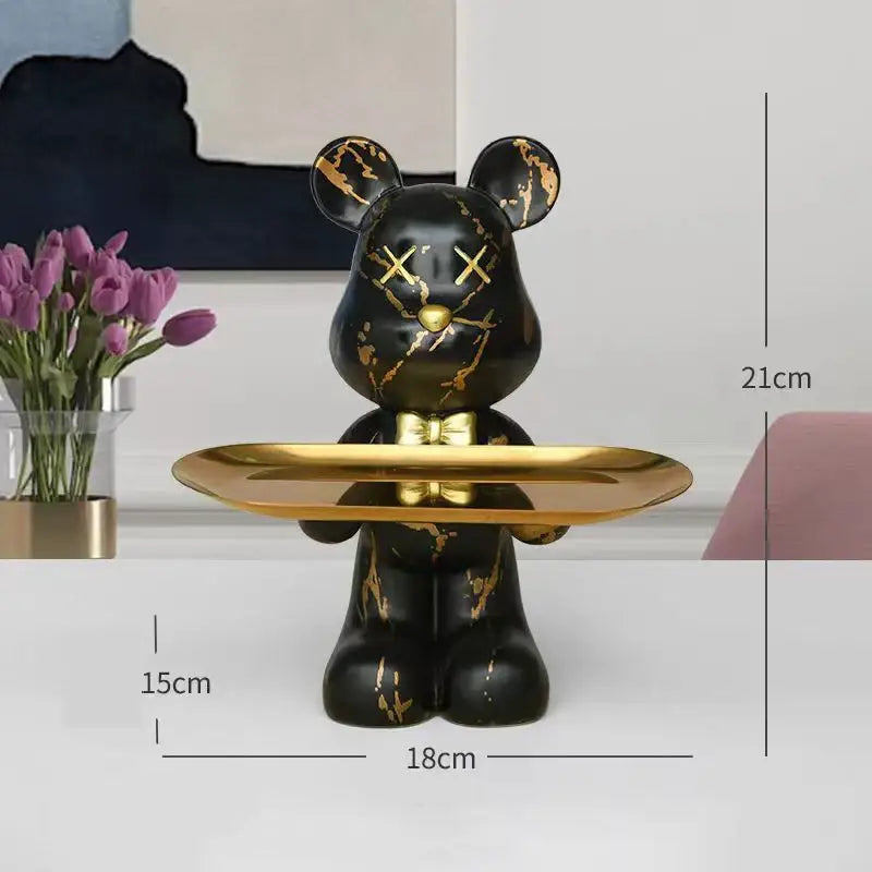 Modern graffiti bear figurine living room tray storage decor