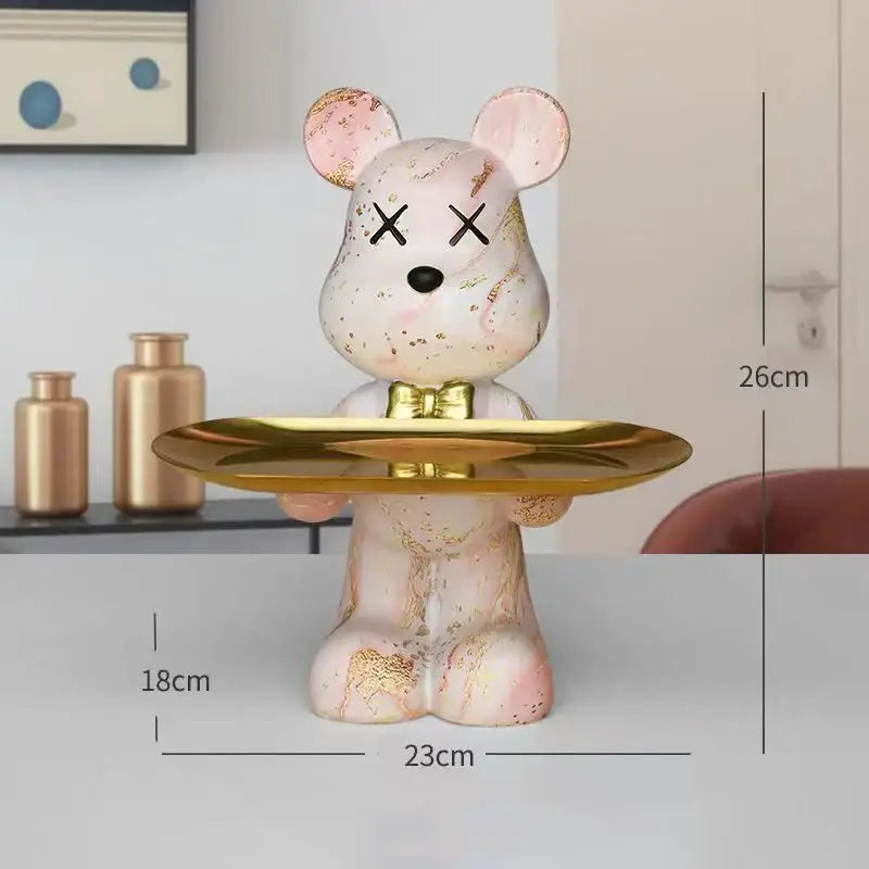 Modern graffiti bear figurine living room tray storage decor