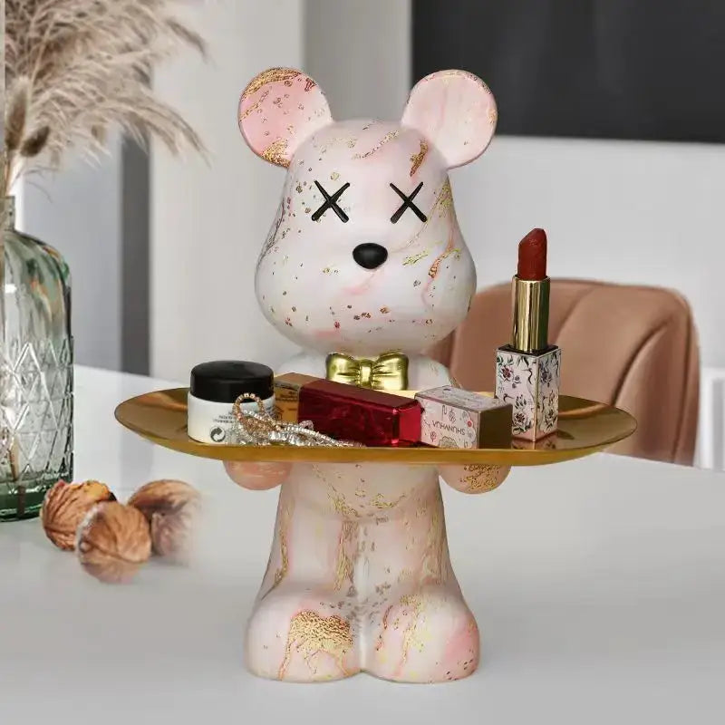 Modern graffiti bear figurine living room tray storage decor