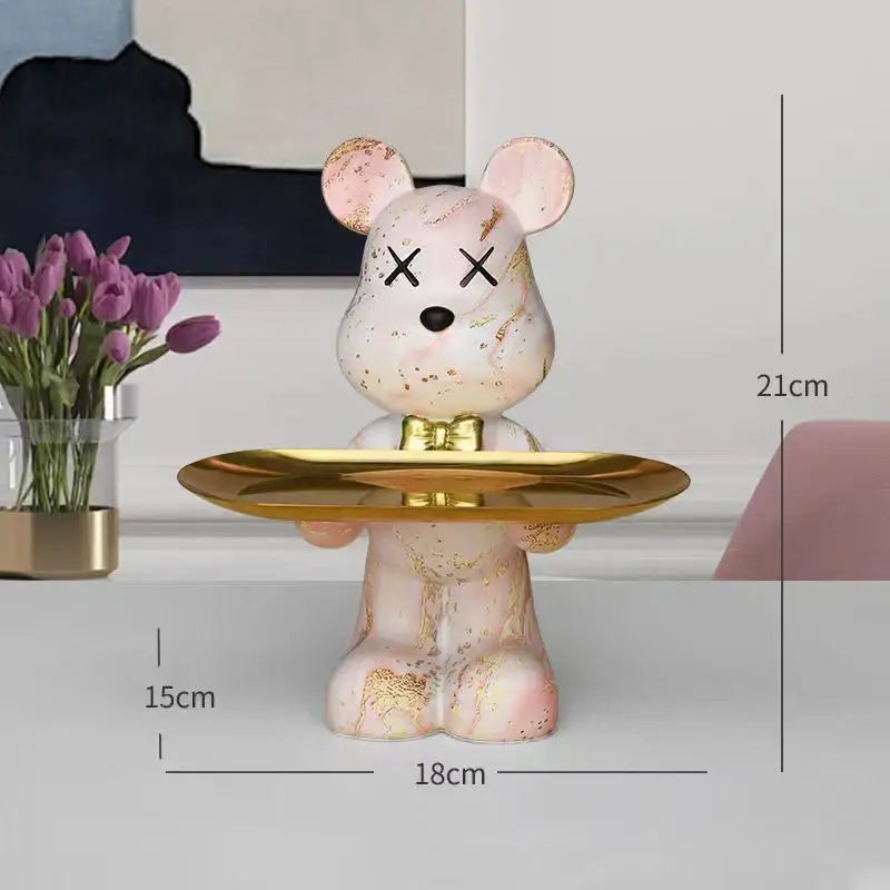 Modern graffiti bear figurine living room tray storage decor