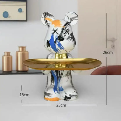 Modern graffiti bear figurine living room tray storage decor