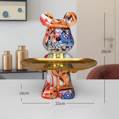 Modern graffiti bear figurine living room tray storage decor