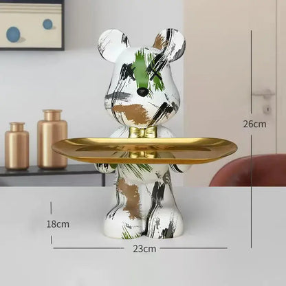 Modern graffiti bear figurine living room tray storage decor
