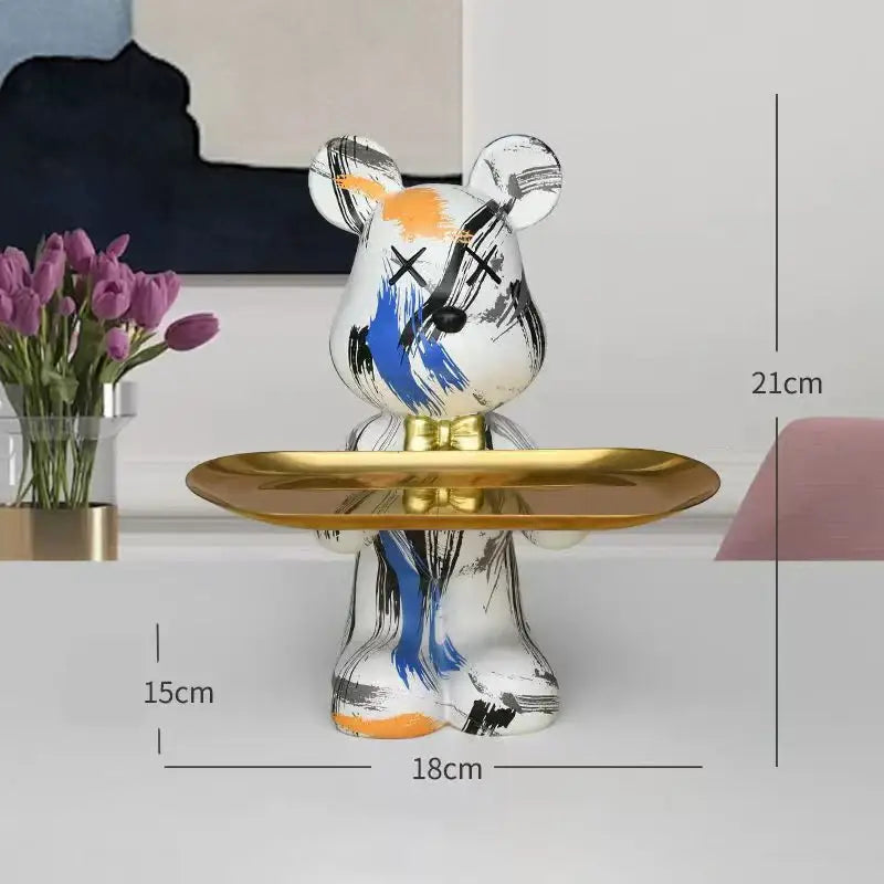 Modern graffiti bear figurine living room tray storage decor