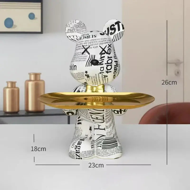 Modern graffiti bear figurine living room tray storage decor