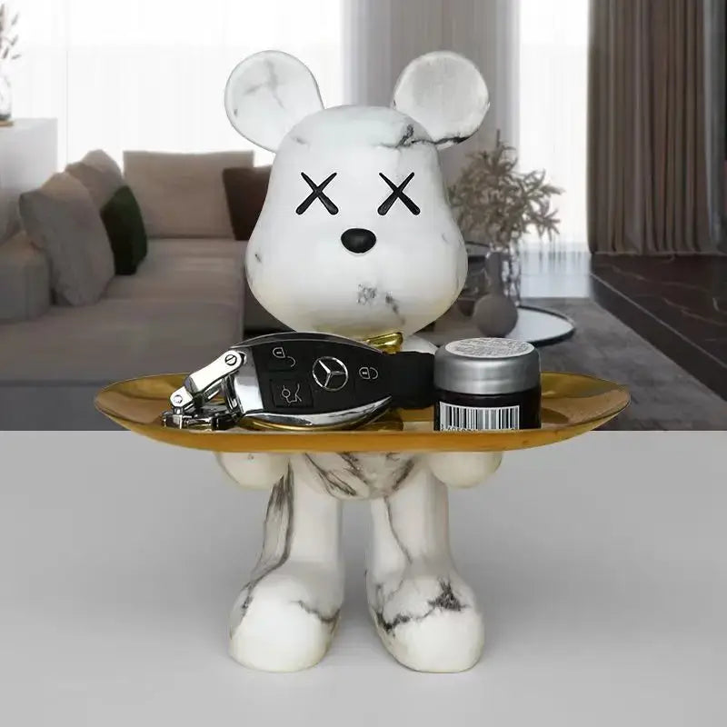 Modern graffiti bear figurine living room tray storage decor