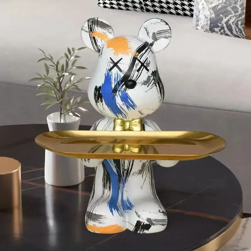 Modern graffiti bear figurine living room tray storage decor