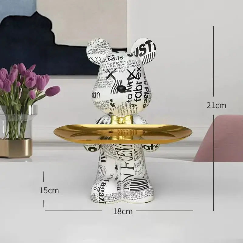 Modern graffiti bear figurine living room tray storage decor