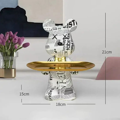 Modern graffiti bear figurine living room tray storage decor