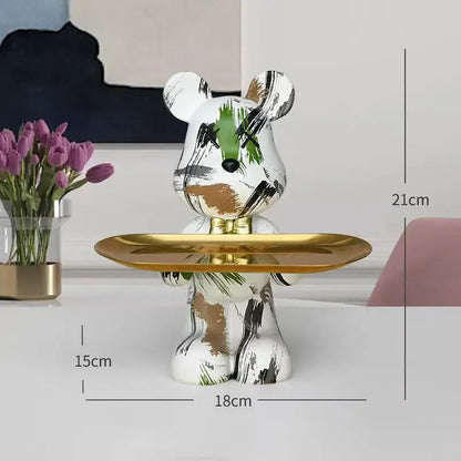 Modern graffiti bear figurine living room tray storage decor