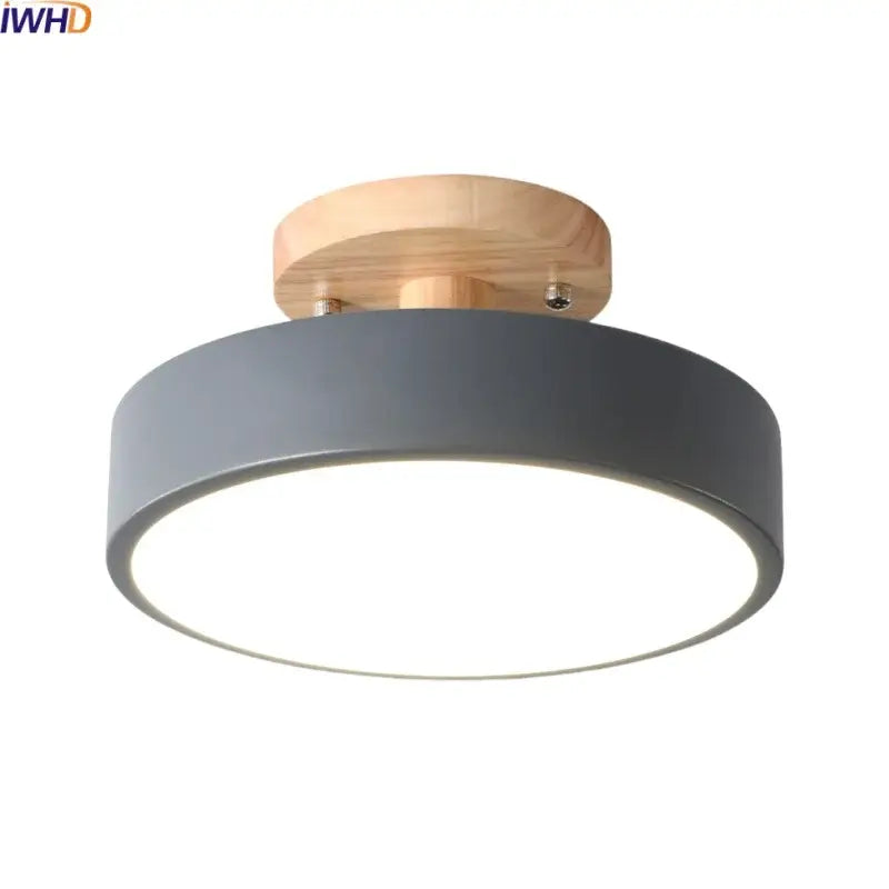 Modern gray acrylic wood led ceiling light for bedroom