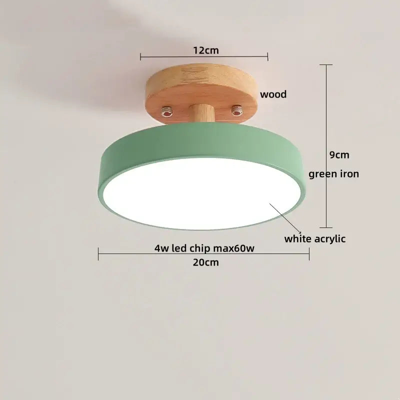 Modern gray acrylic wood led ceiling light for bedroom