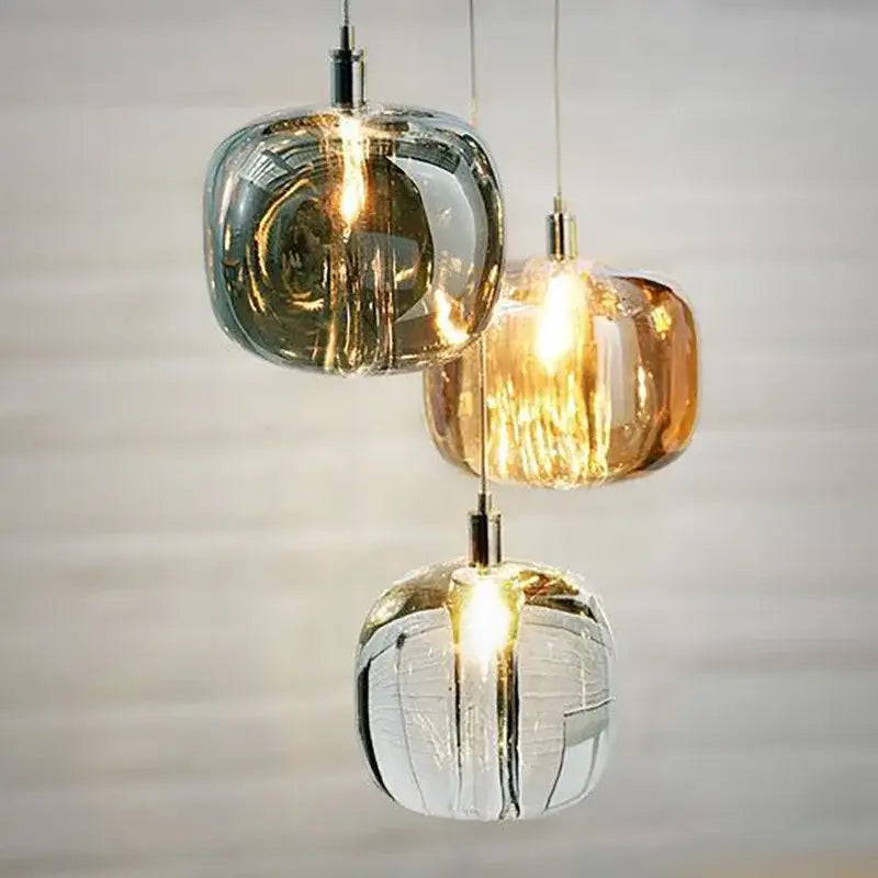 Modern gray amber and clear crystal pendant lights bedroom kitchen