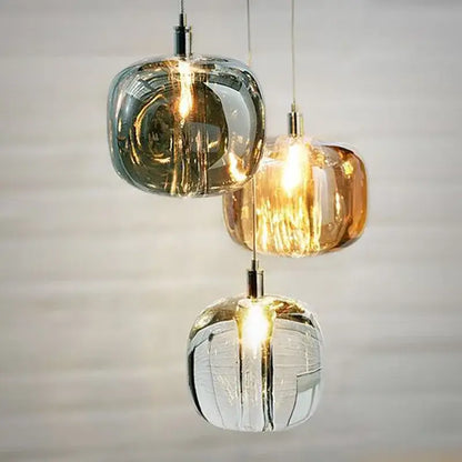 Modern gray amber and clear crystal pendant lights bedroom kitchen