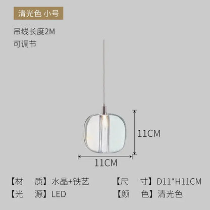 Modern gray amber and clear crystal pendant lights bedroom kitchen