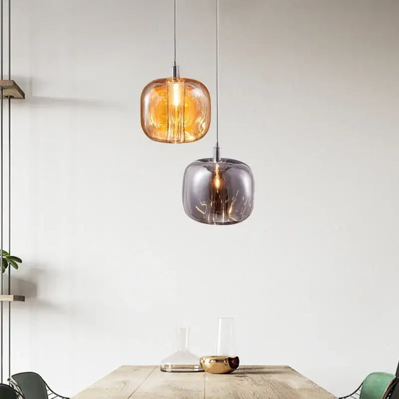 Modern gray amber and clear crystal pendant lights bedroom kitchen