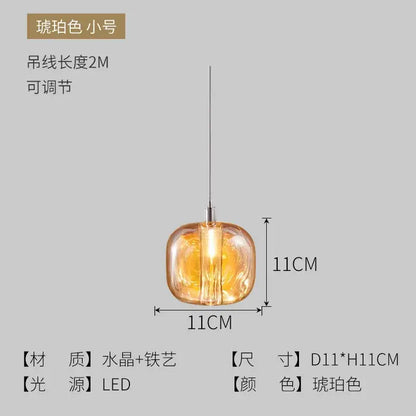 Modern gray amber and clear crystal pendant lights bedroom kitchen