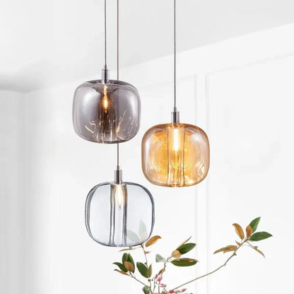Modern gray amber and clear crystal pendant lights bedroom kitchen