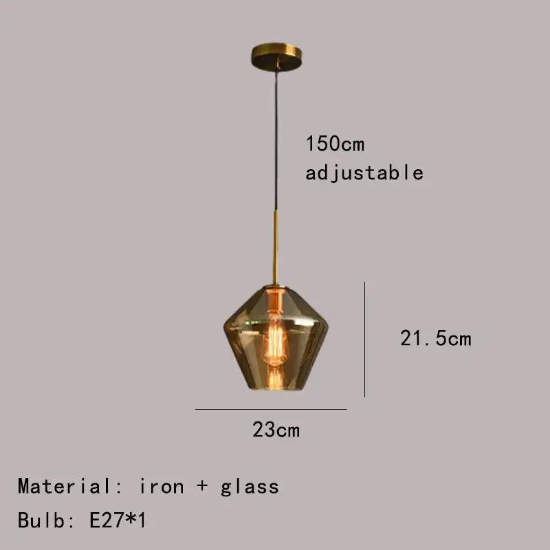 Modern gray amber glass pendant lamp dining room lighting
