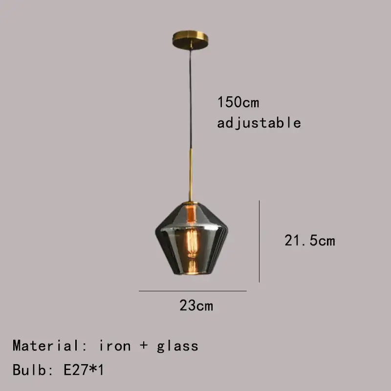 Modern gray amber glass pendant lamp dining room lighting