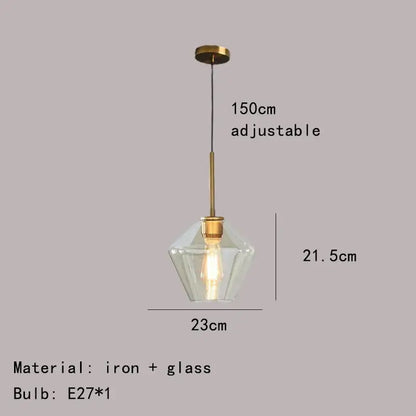Modern gray amber glass pendant lamp dining room lighting