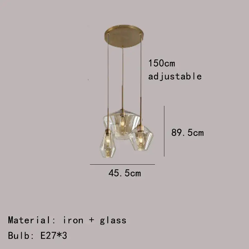 Modern gray amber glass pendant lamp dining room lighting