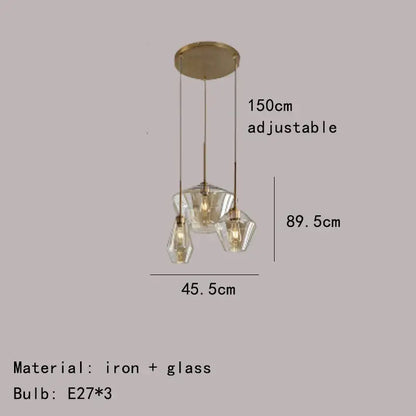 Modern gray amber glass pendant lamp dining room lighting