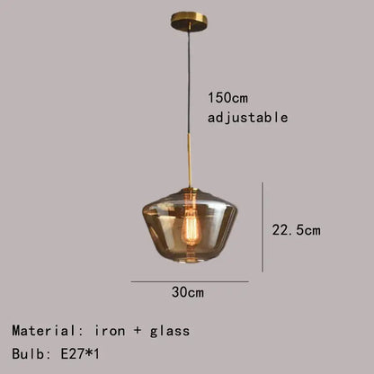 Modern gray amber glass pendant lamp dining room lighting