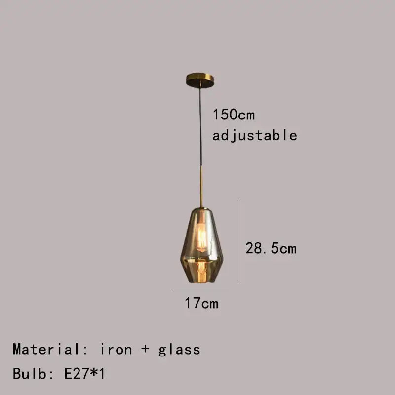 Modern gray amber glass pendant lamp dining room lighting