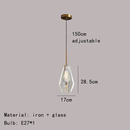 Modern gray amber glass pendant lamp dining room lighting